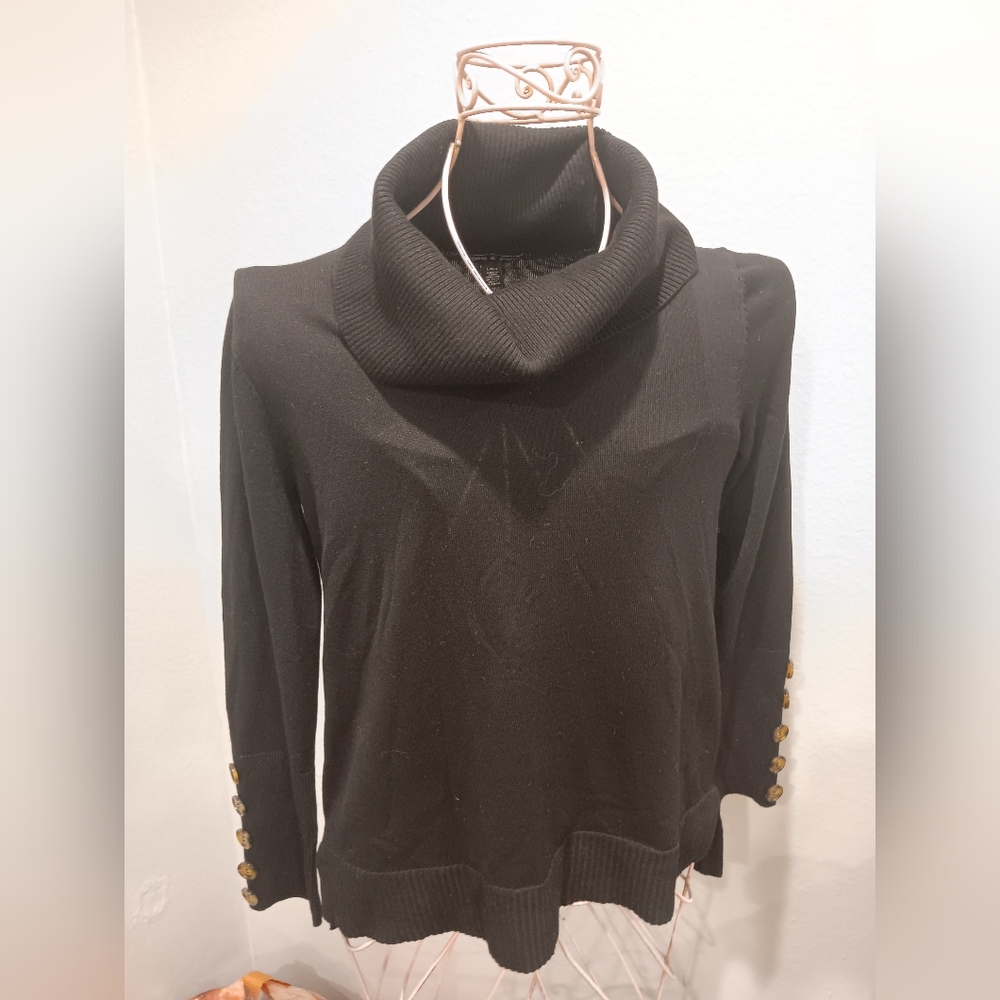 Women's Black Sweater with Button Accents